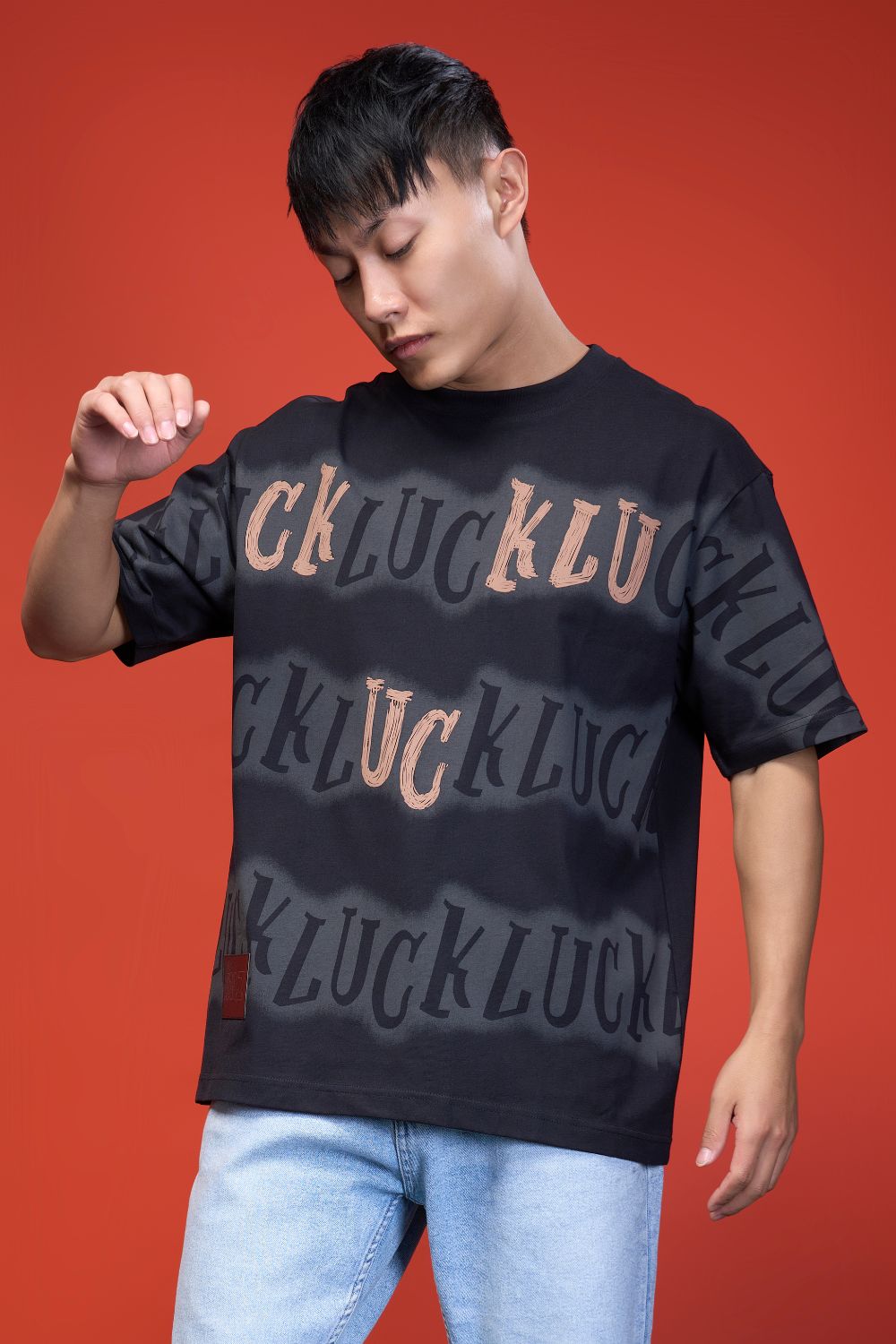 Black Print Oversized T-Shirt T-shirts Maxzone Clothing
