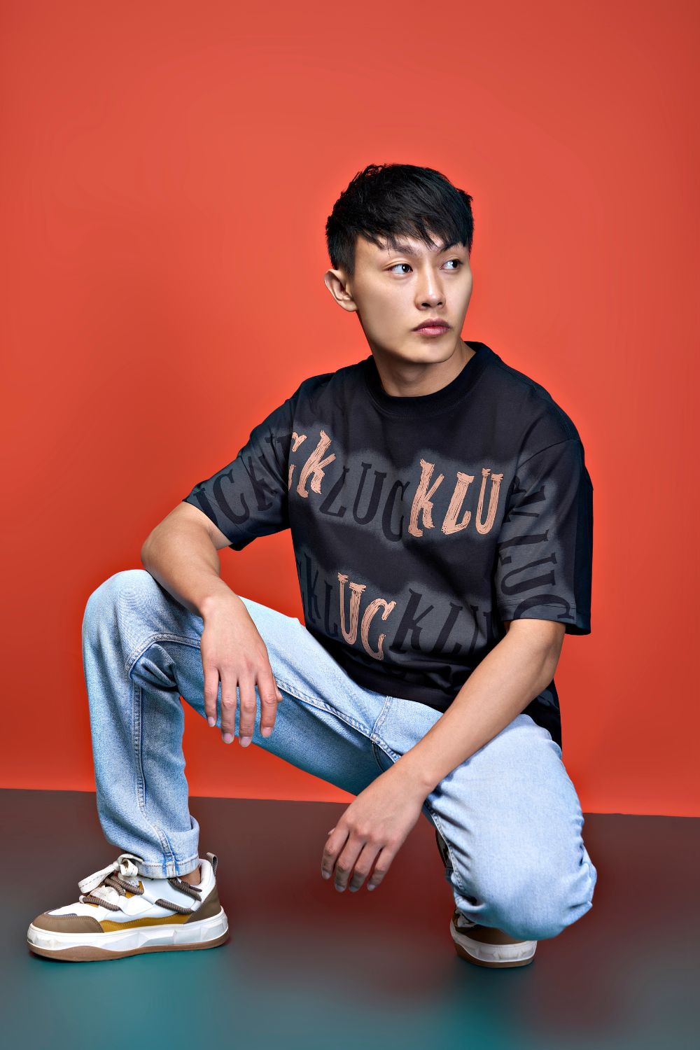 Black Print Oversized T-Shirt T-shirts Maxzone Clothing