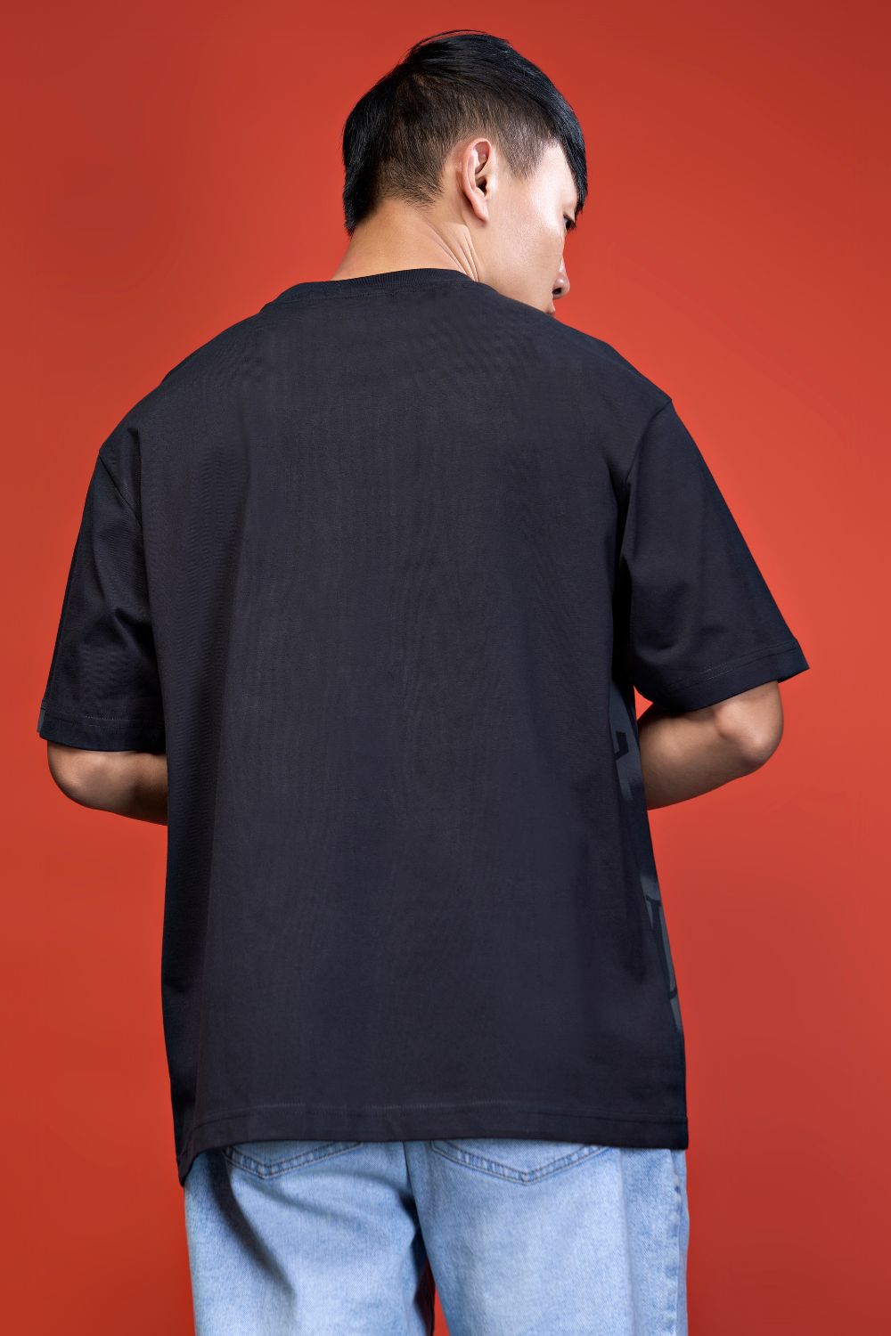 Black Print Oversized T-Shirt T-shirts Maxzone Clothing