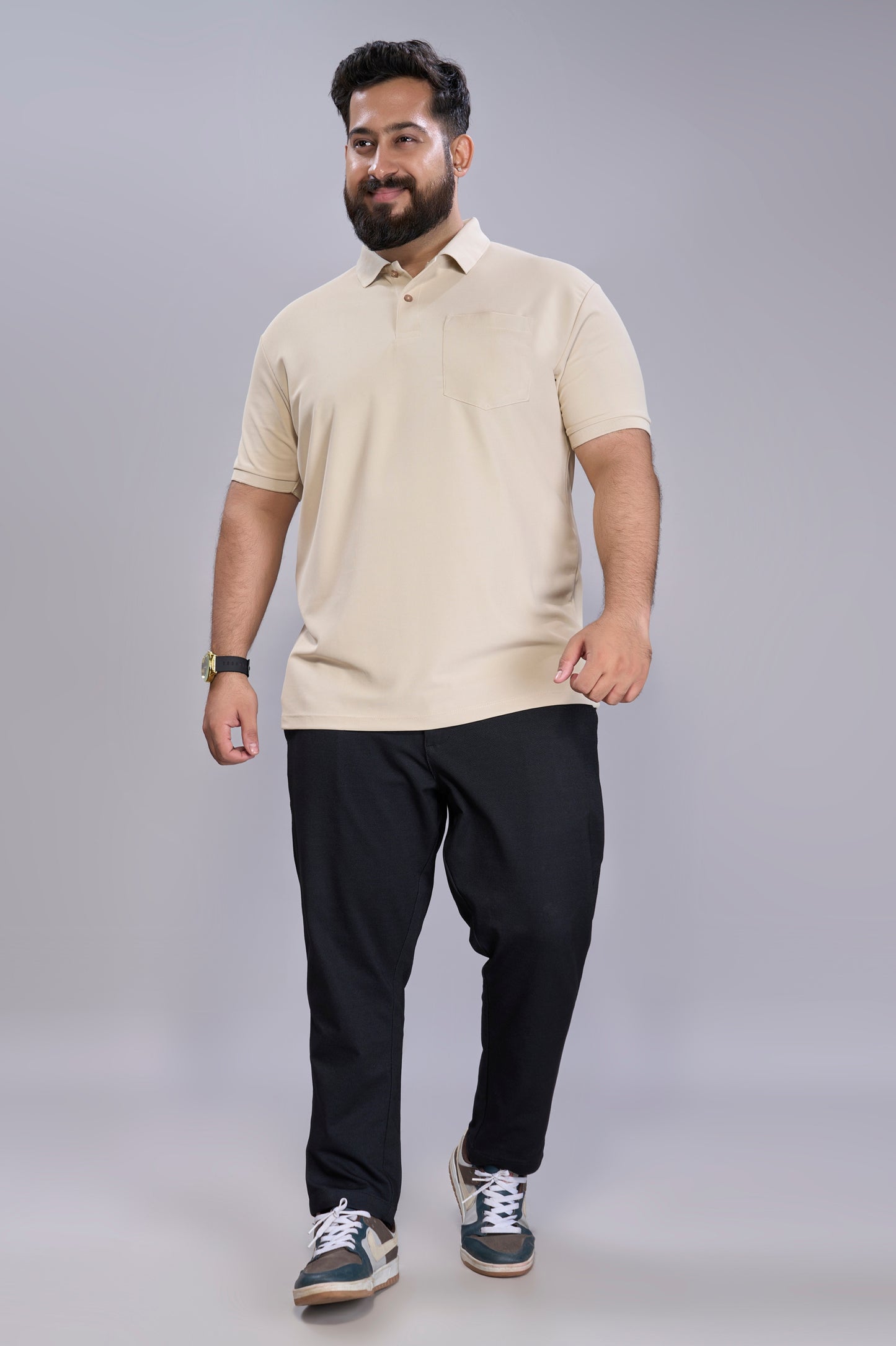 Soft Beige - Smart Tech Pocket Polo Plus Size