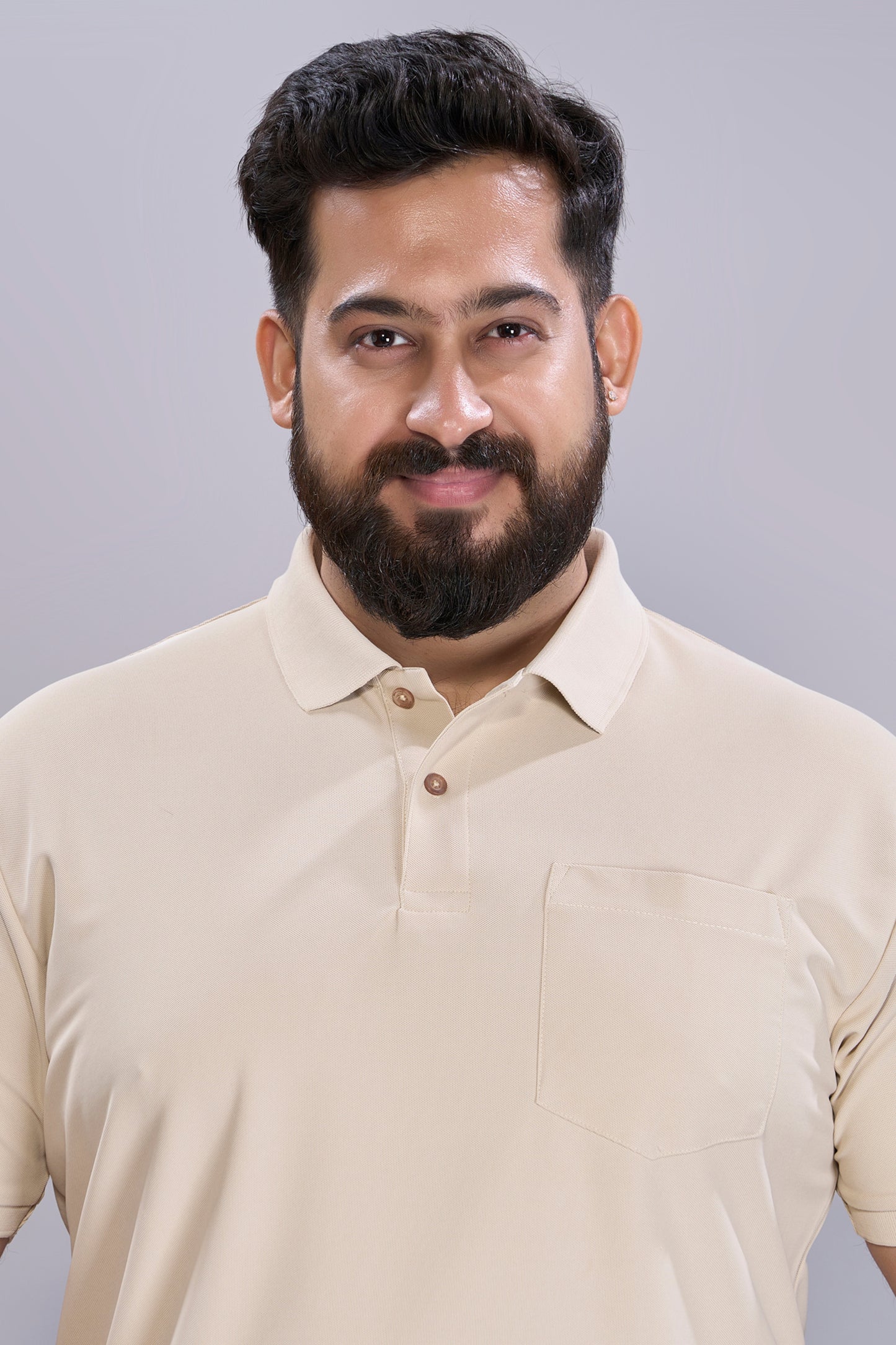 Soft Beige - Smart Tech Pocket Polo Plus Size