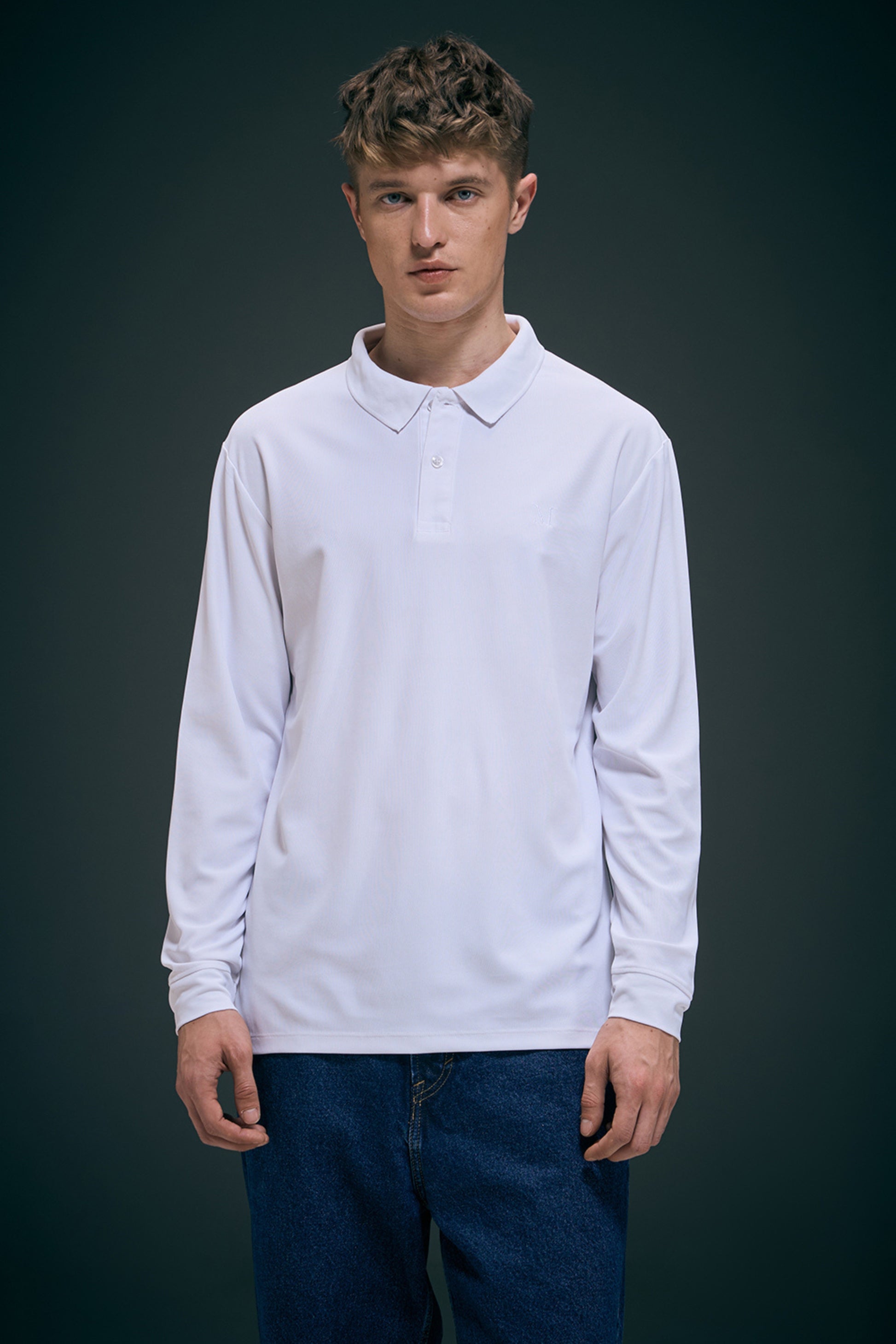 White Full Sleeve Smart Tech Polo Full Sleeve T-Shirt Maxzone Clothing