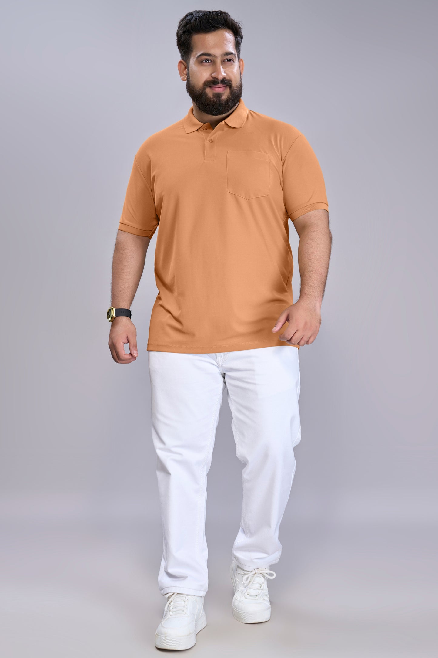 Caramel - Smart Tech Pocket Polo Plus Size