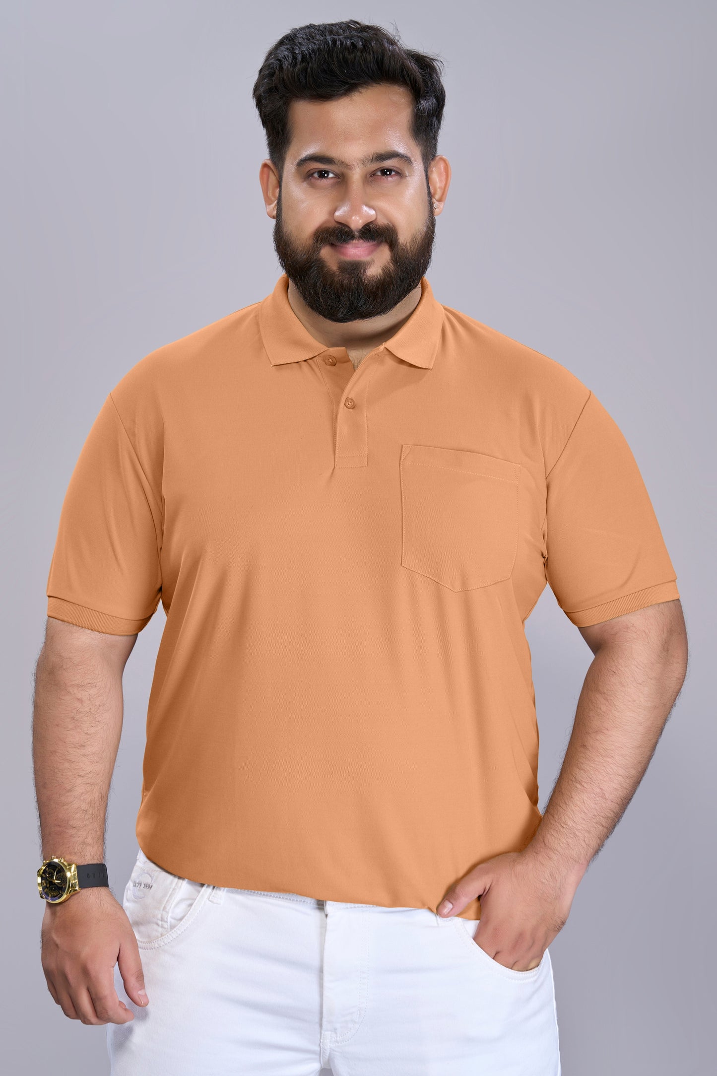 Caramel - Smart Tech Pocket Polo Plus Size