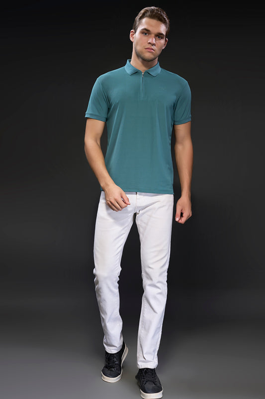 Dark Green 365 Days Y2K Zip Polo