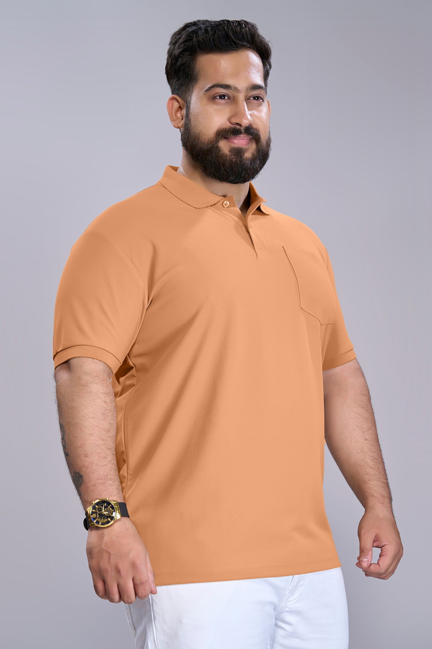Caramel - Smart Tech Pocket Polo Plus Size