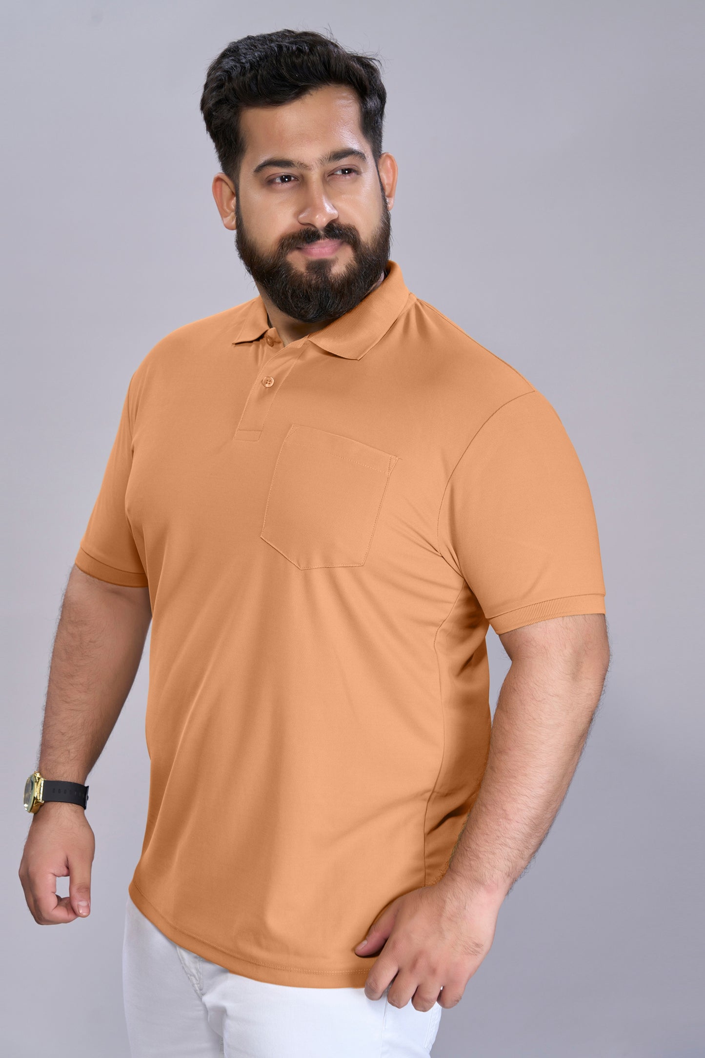 Caramel - Smart Tech Pocket Polo Plus Size