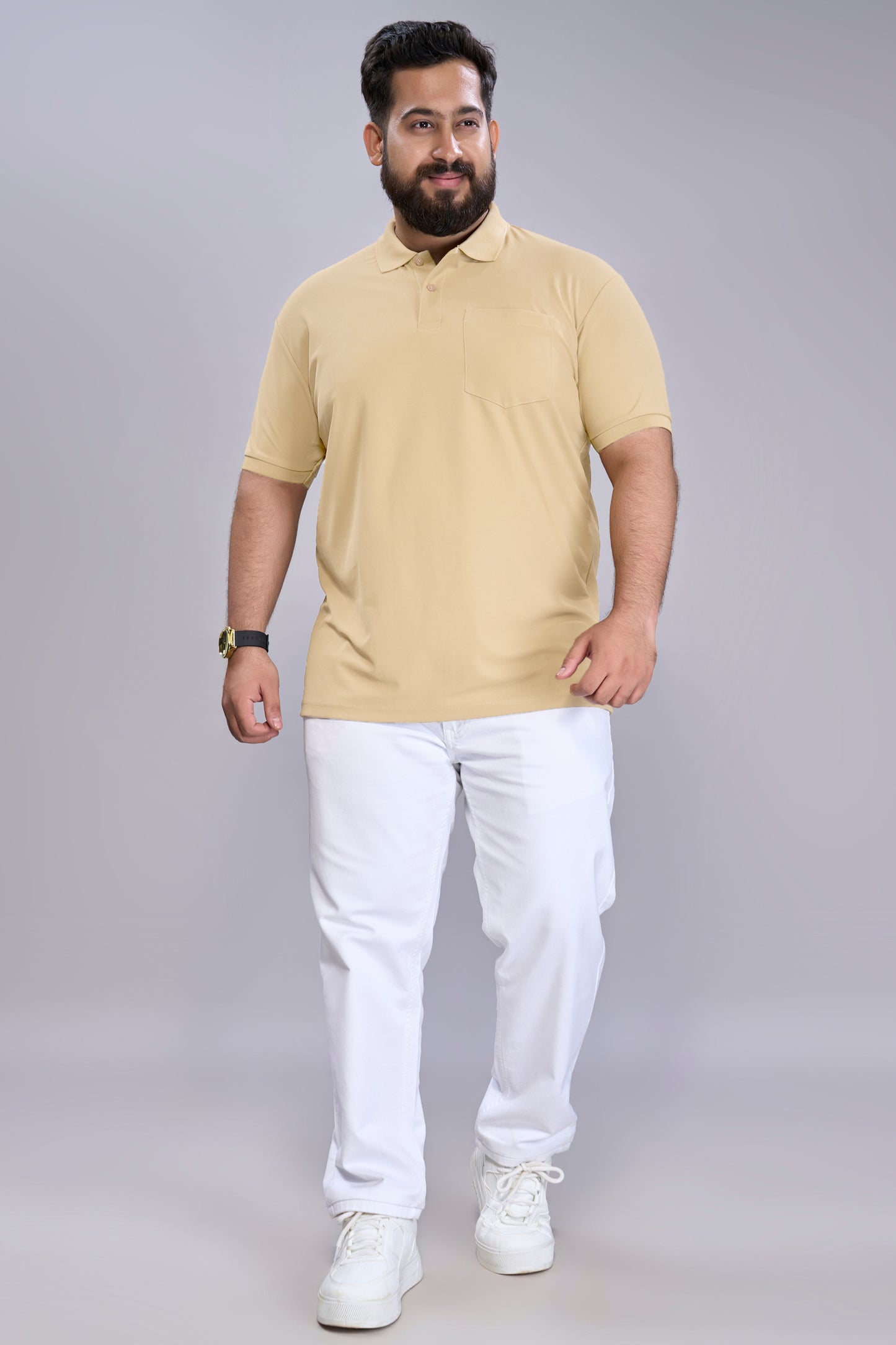 Light Yellow - Smart Tech Pocket Polo Plus Size