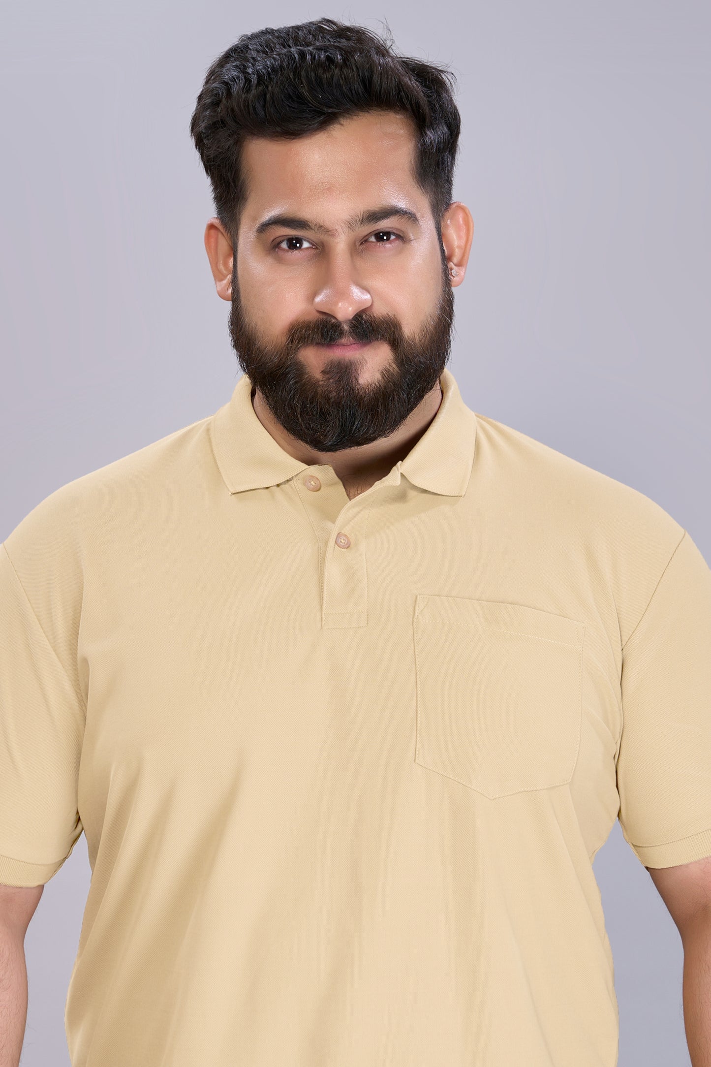 Light Yellow - Smart Tech Pocket Polo Plus Size