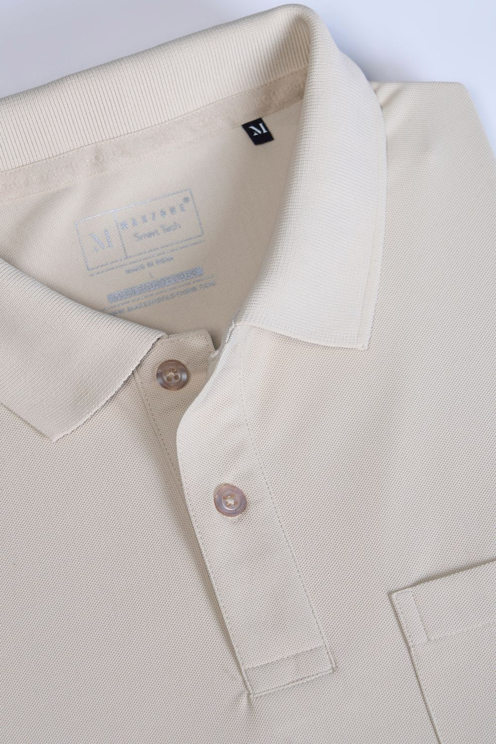 Soft Beige Smart Tech Pocket + Polo T-shirts Maxzone Clothing