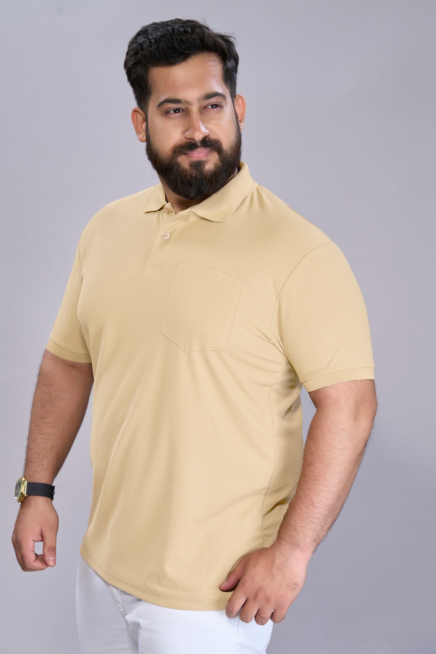 Light Yellow - Smart Tech Pocket Polo Plus Size