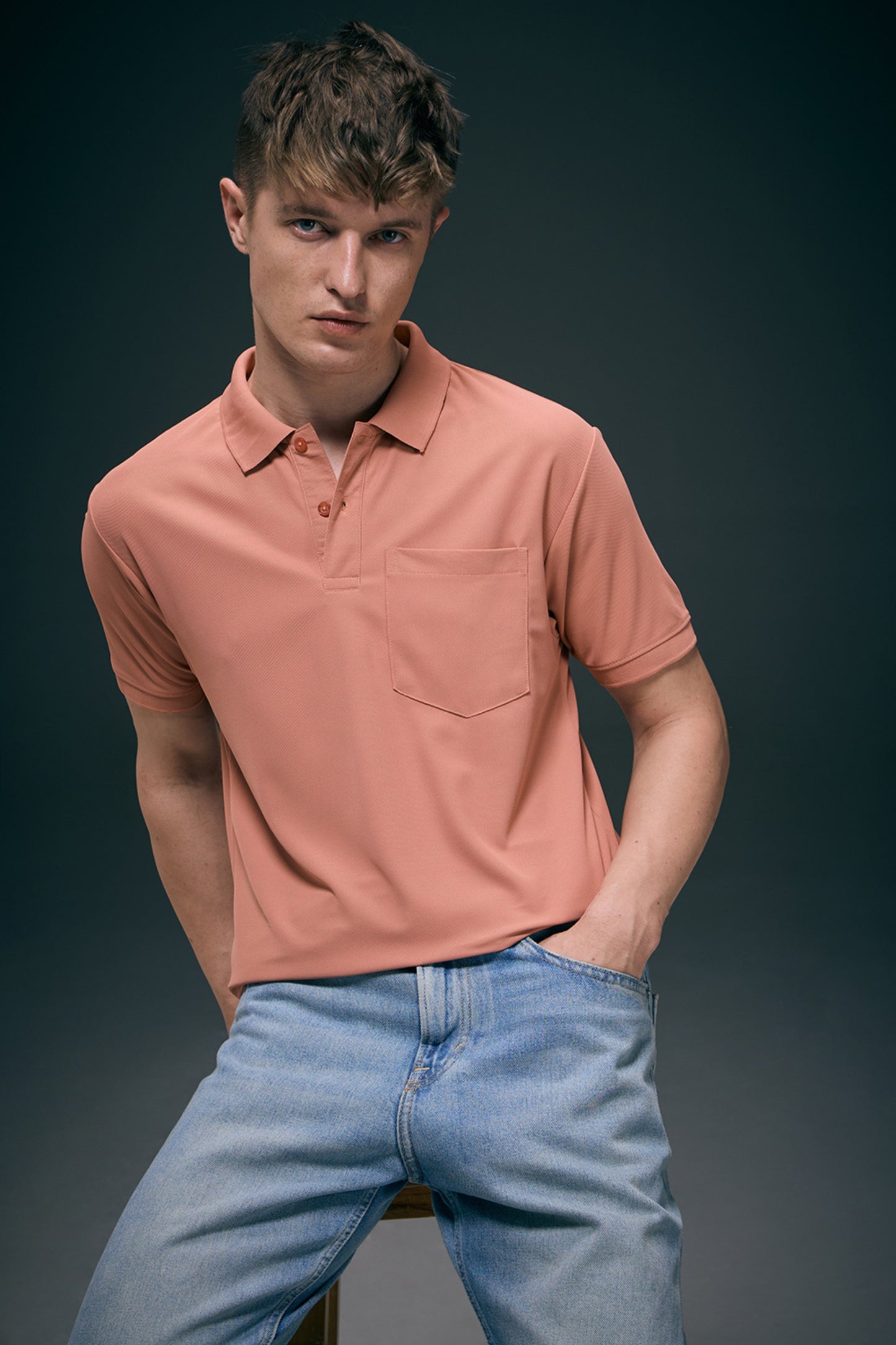 Light Pink Smart Tech Pocket + Polo T-shirts Maxzone Clothing
