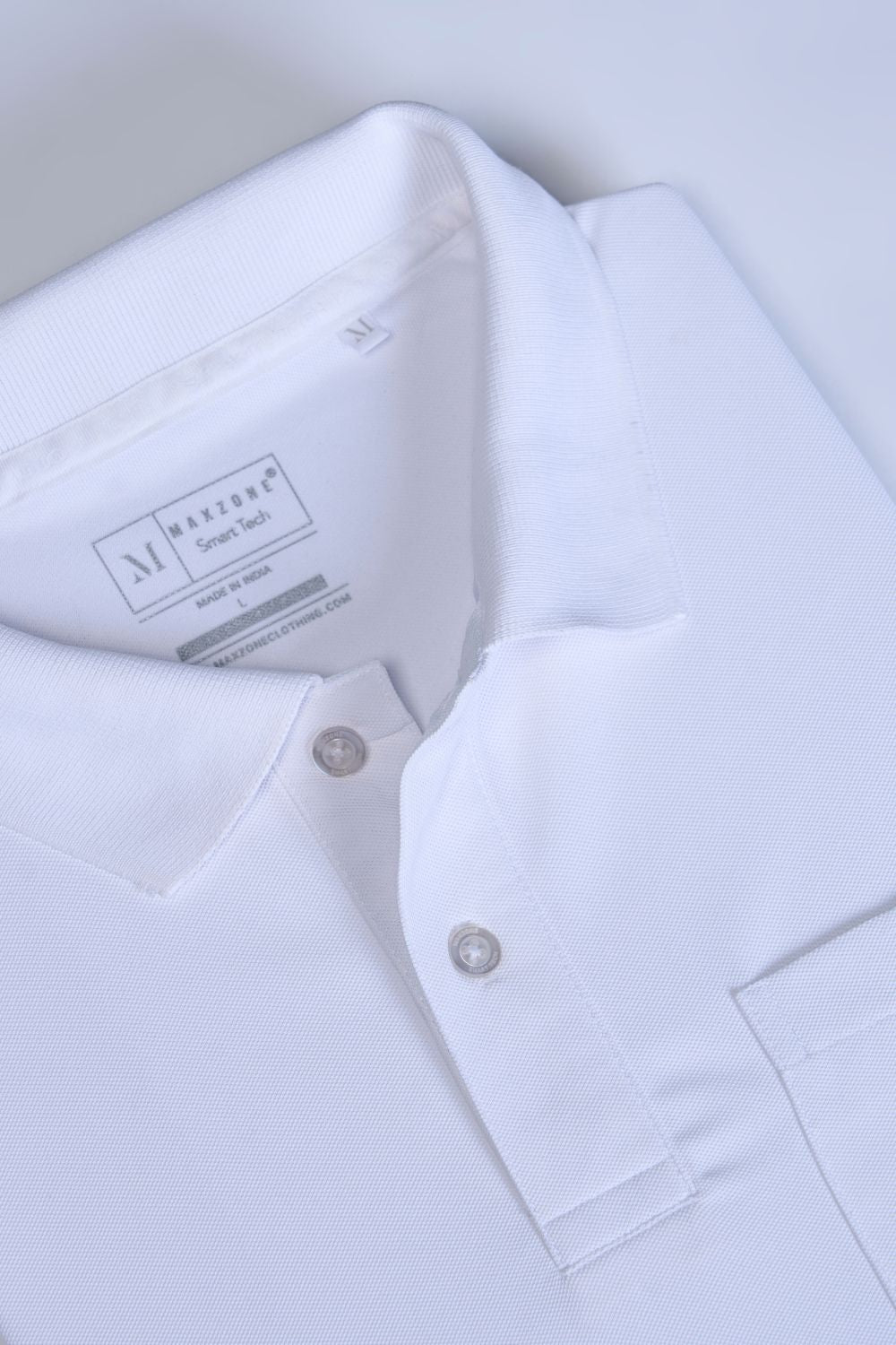White Smart Tech Pocket + Polo T-shirts Maxzone Clothing M
