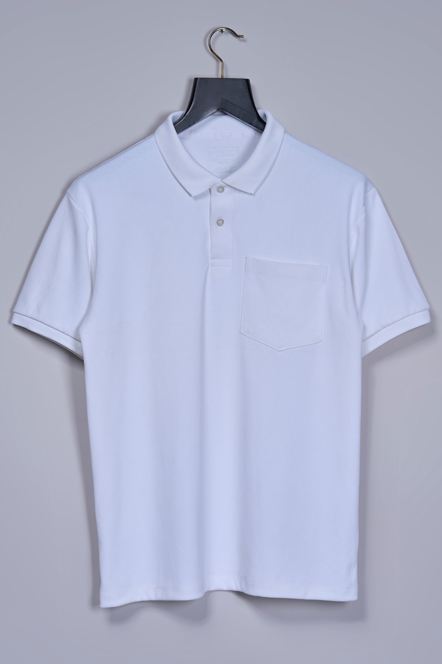 White - Structure Knit Pocket Polo