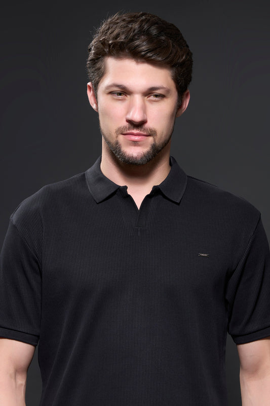 Old Money Knit Polo - Black