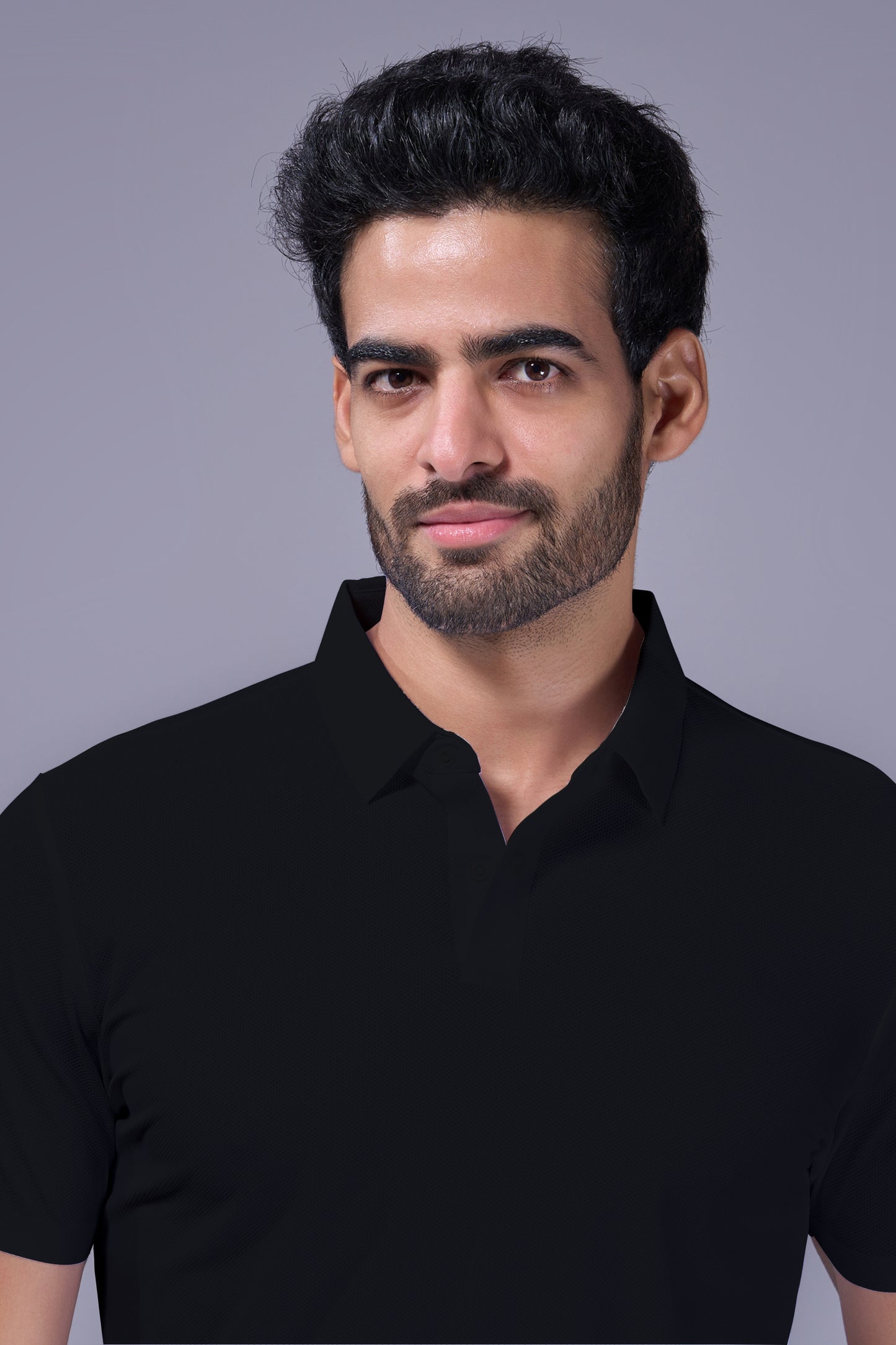 Black - 2 Button Stitchless Polo