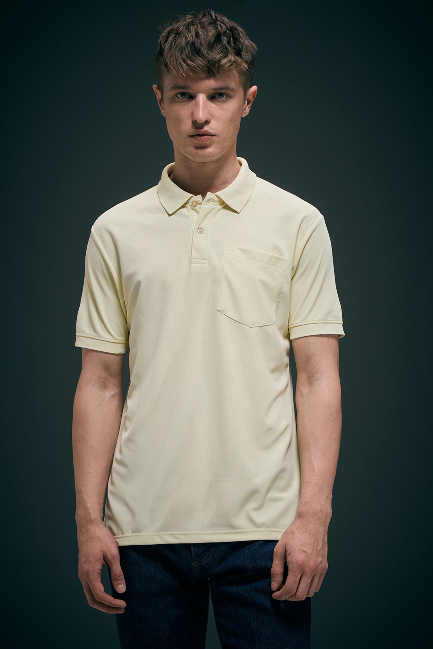 Light Yellow Smart Tech Pocket + Polo T-shirts Maxzone Clothing
