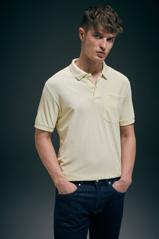 Light Yellow Smart Tech Pocket + Polo T-shirts Maxzone Clothing
