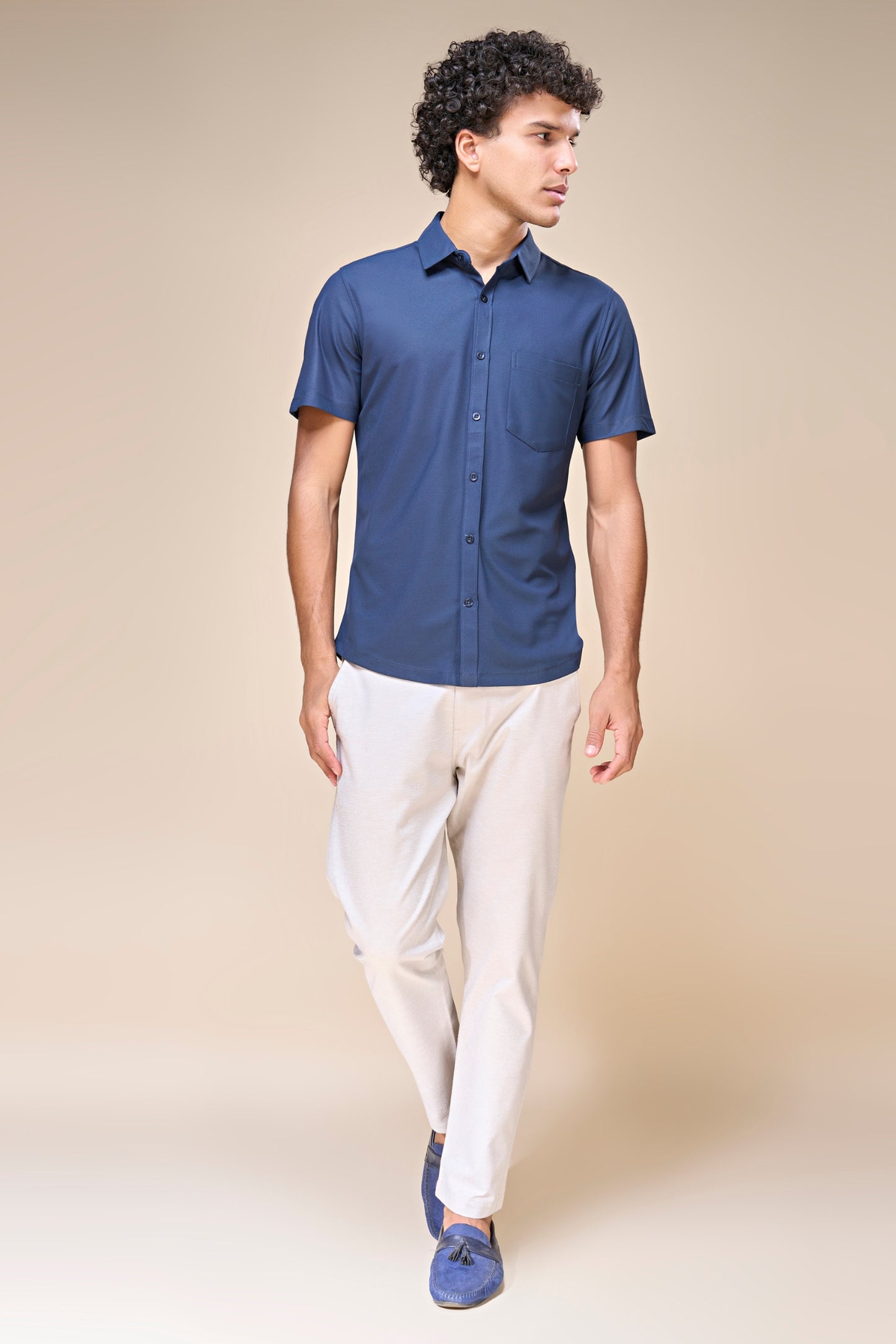 Navy - Smart Tech Pocket Shirt Maxzone Clothing