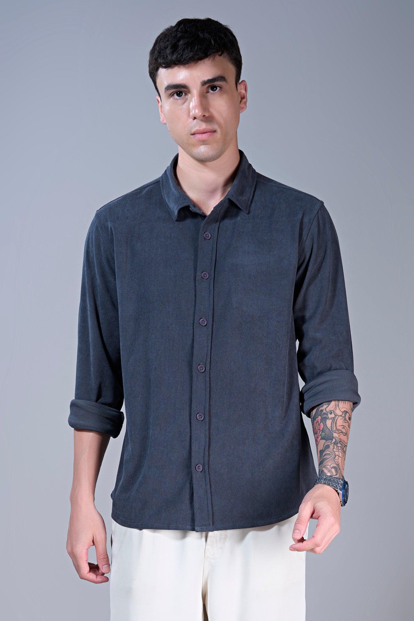 Teal Navy - Corduroy Shirt