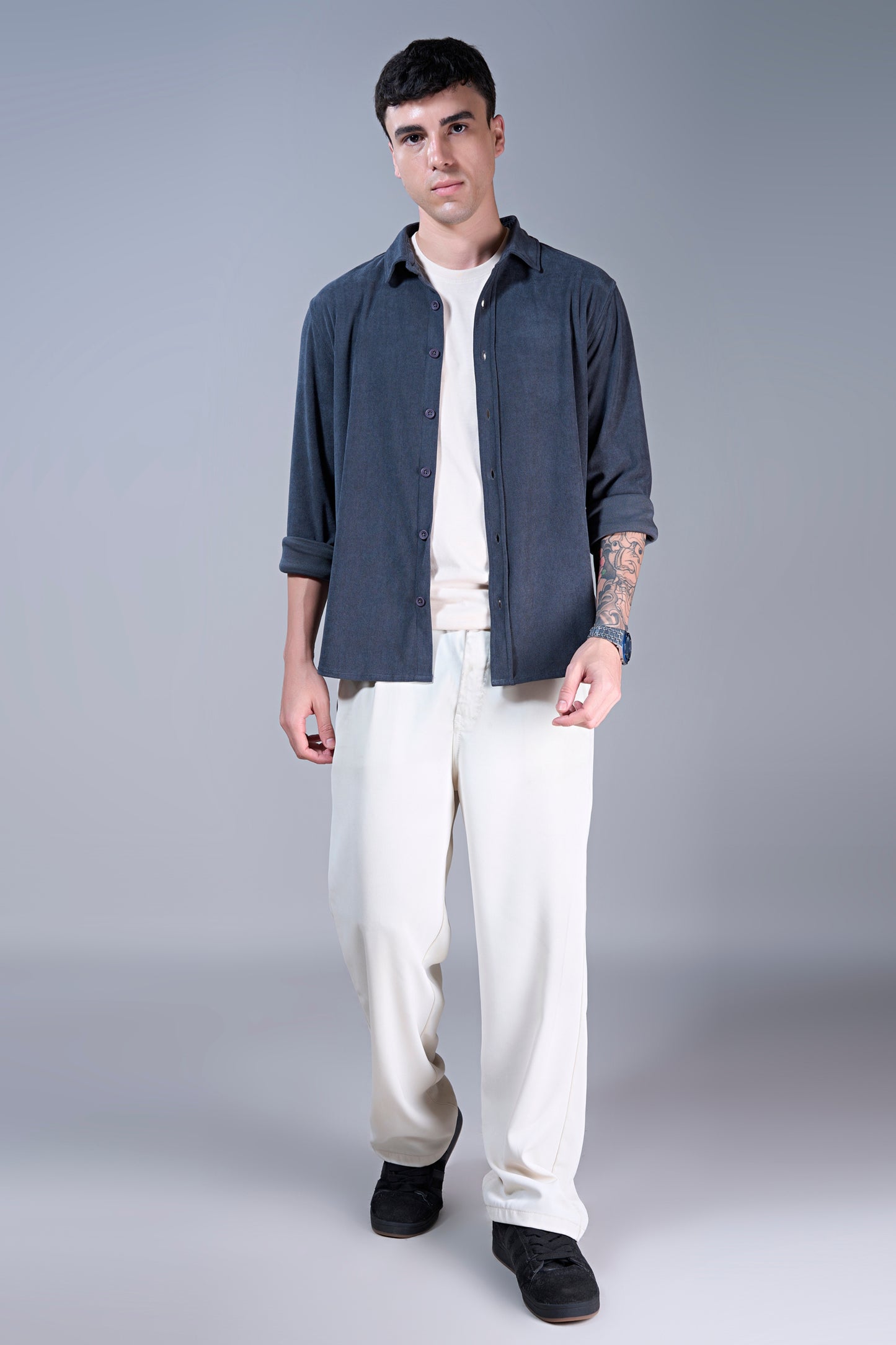 Teal Navy - Corduroy Shirt