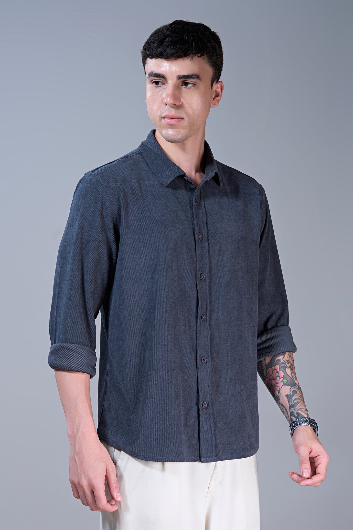 Teal Navy - Corduroy Shirt