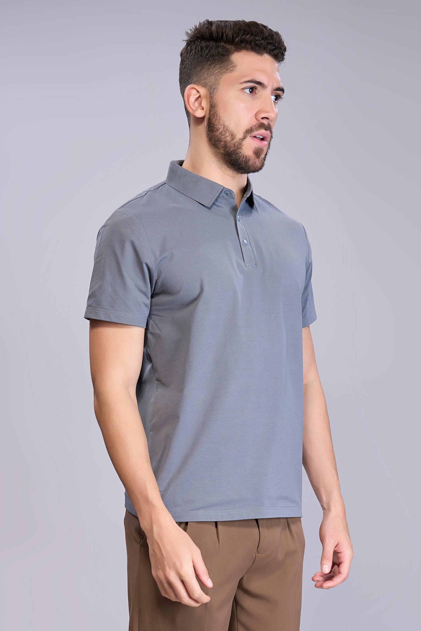 Dark Grey - Stitchless Polo T-shirt