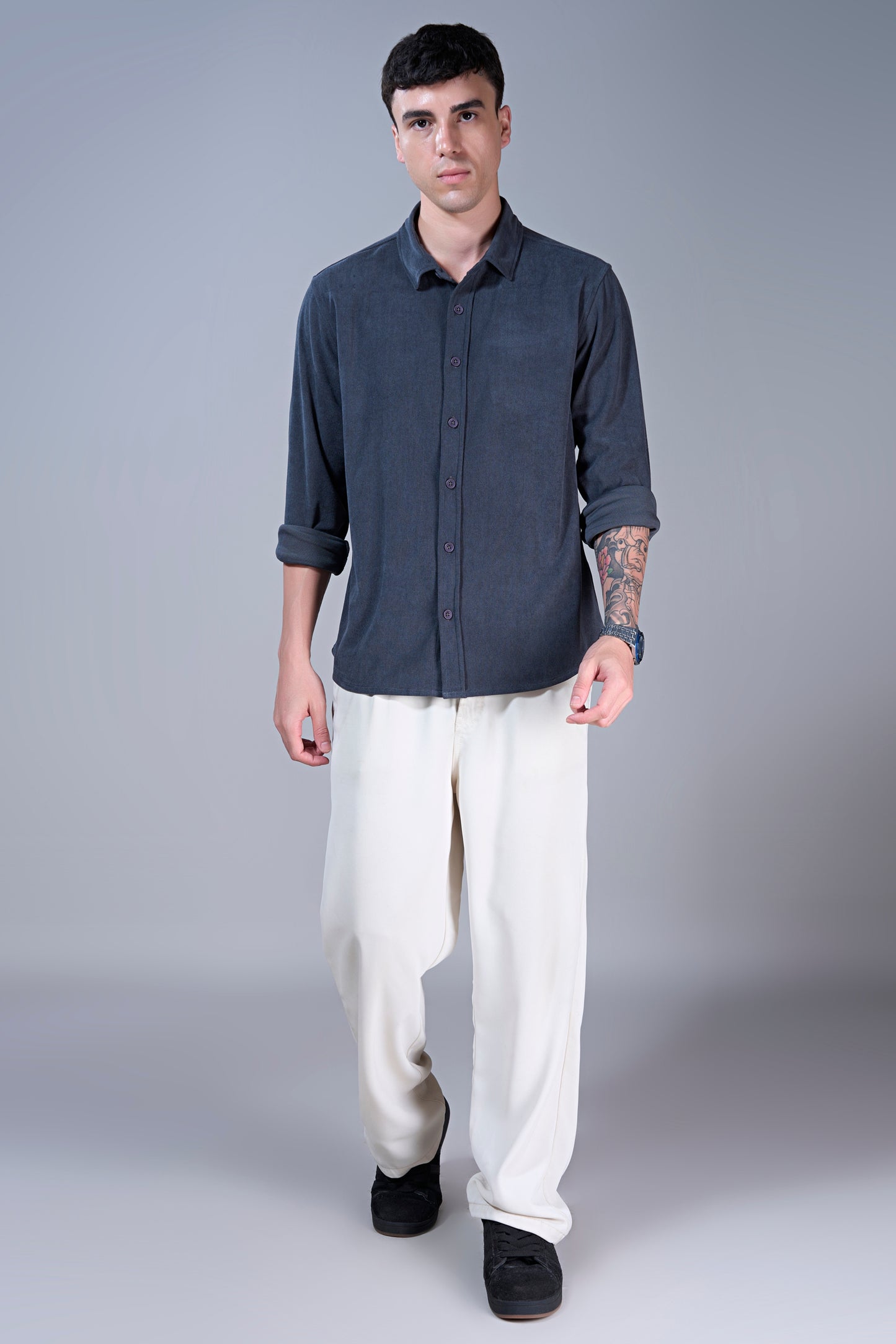 Teal Navy - Corduroy Shirt