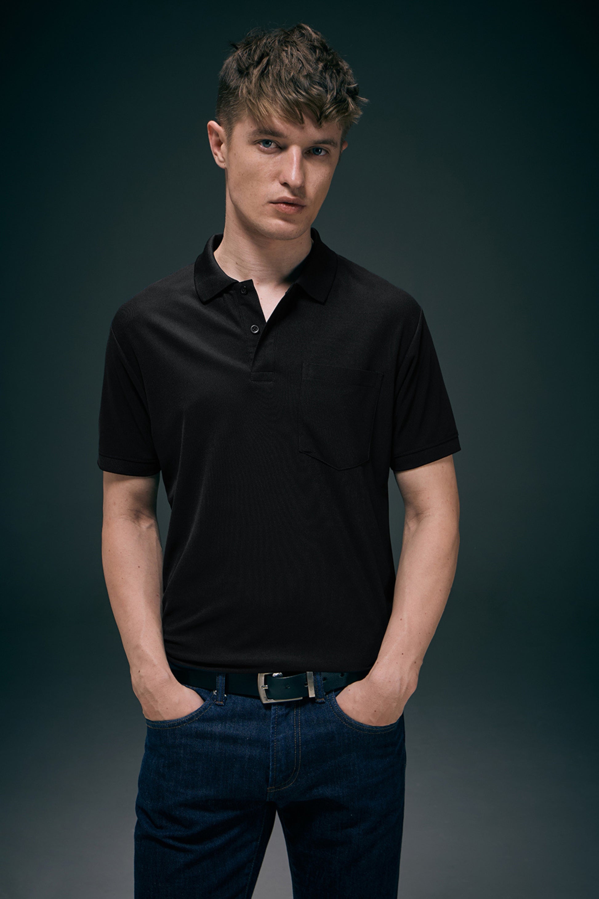 Black Smart Tech Pocket + Polo T-shirts Maxzone Clothing M