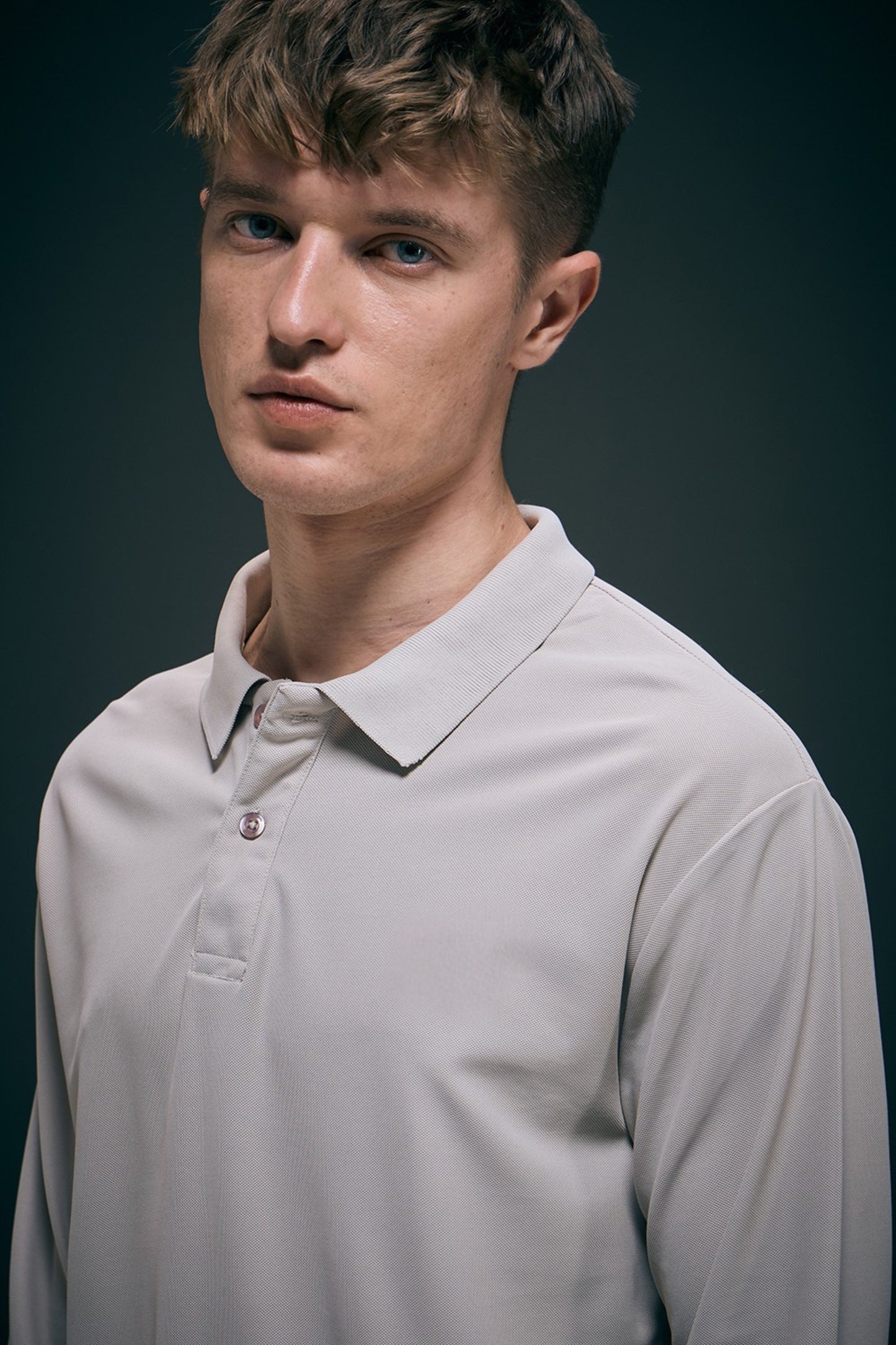 Grey Full Sleeve Smart Tech Polo