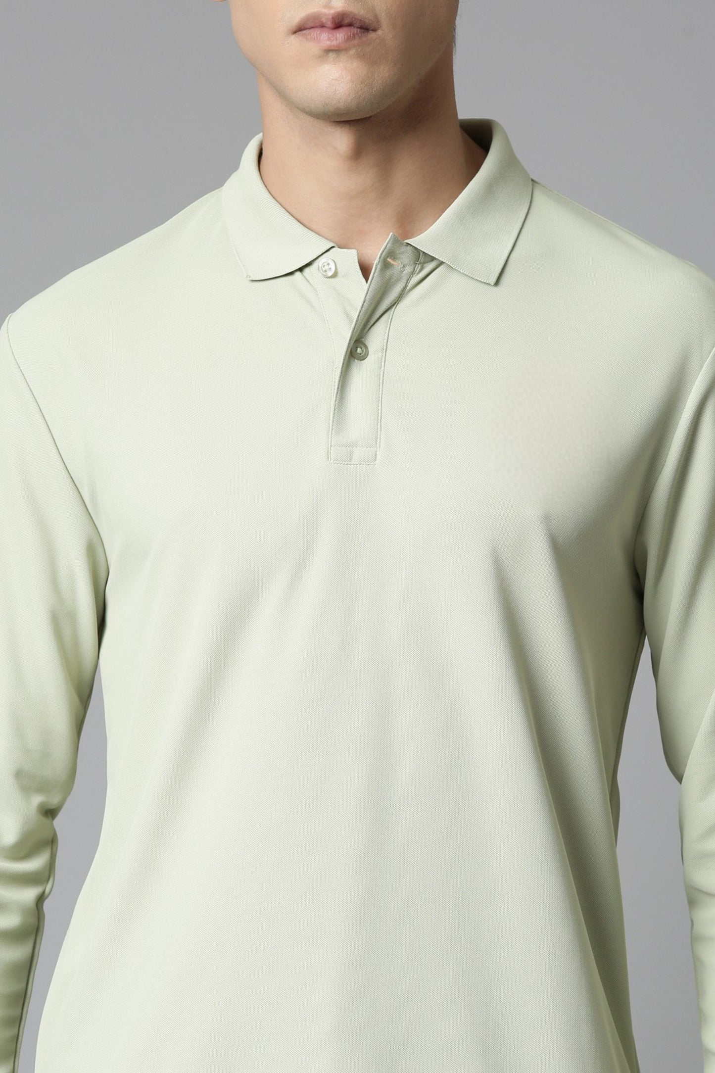 Spring Green Full Sleeve Smart Tech Polo