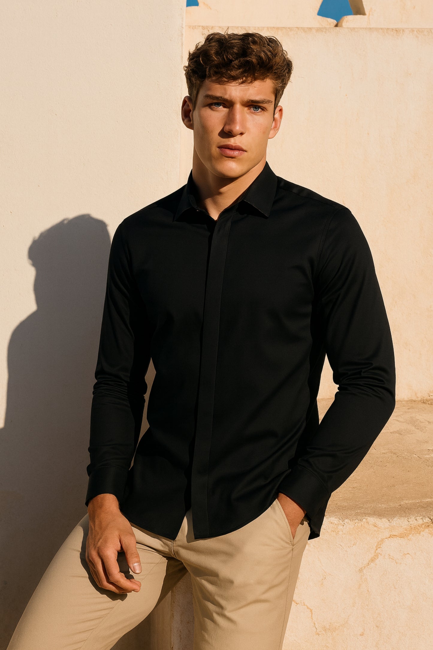 Black - Hidden Placket Stitchless Shirt