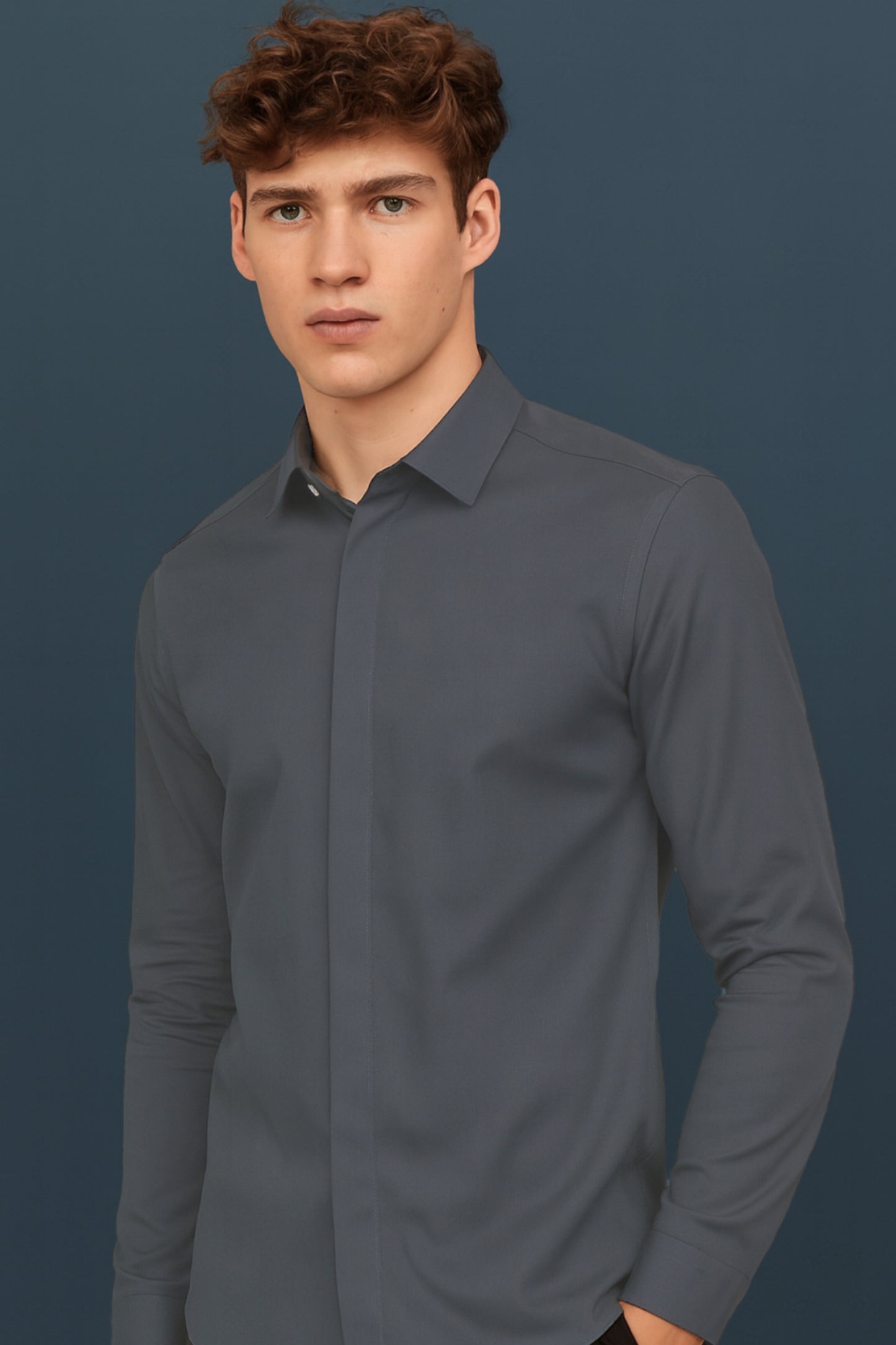 Grey - Hidden Placket Stitchless Shirt