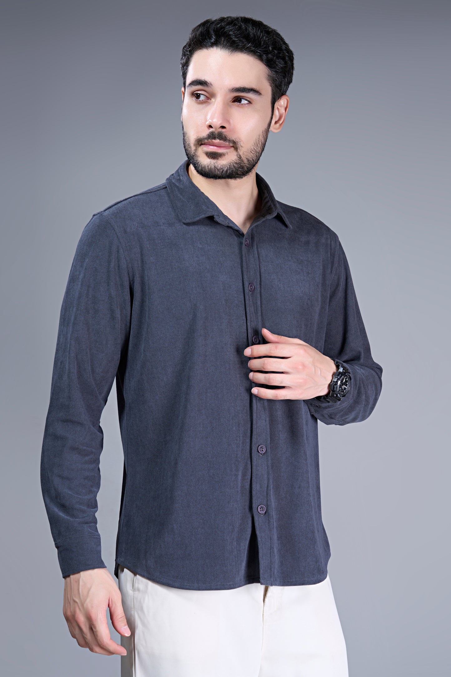 Teal Navy - Corduroy Shirt