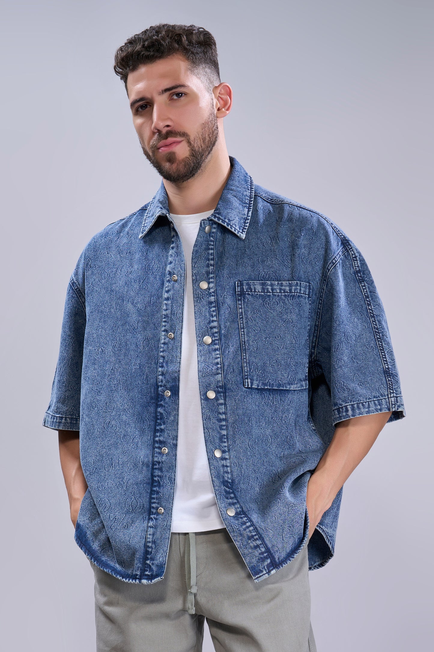 Blue - korean Denim Shirt