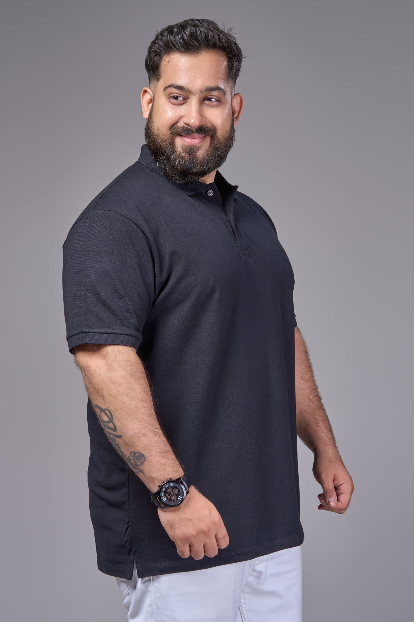 Black - Cotton Pique Polo Plus Size