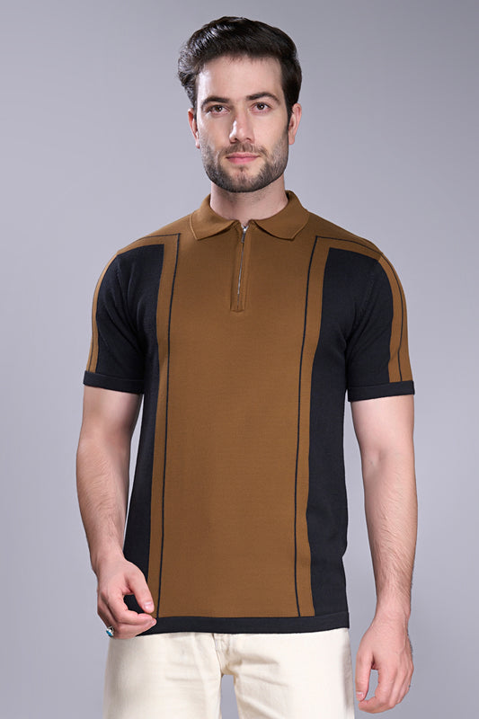 Hot Brown - Luxe Knitted Polo