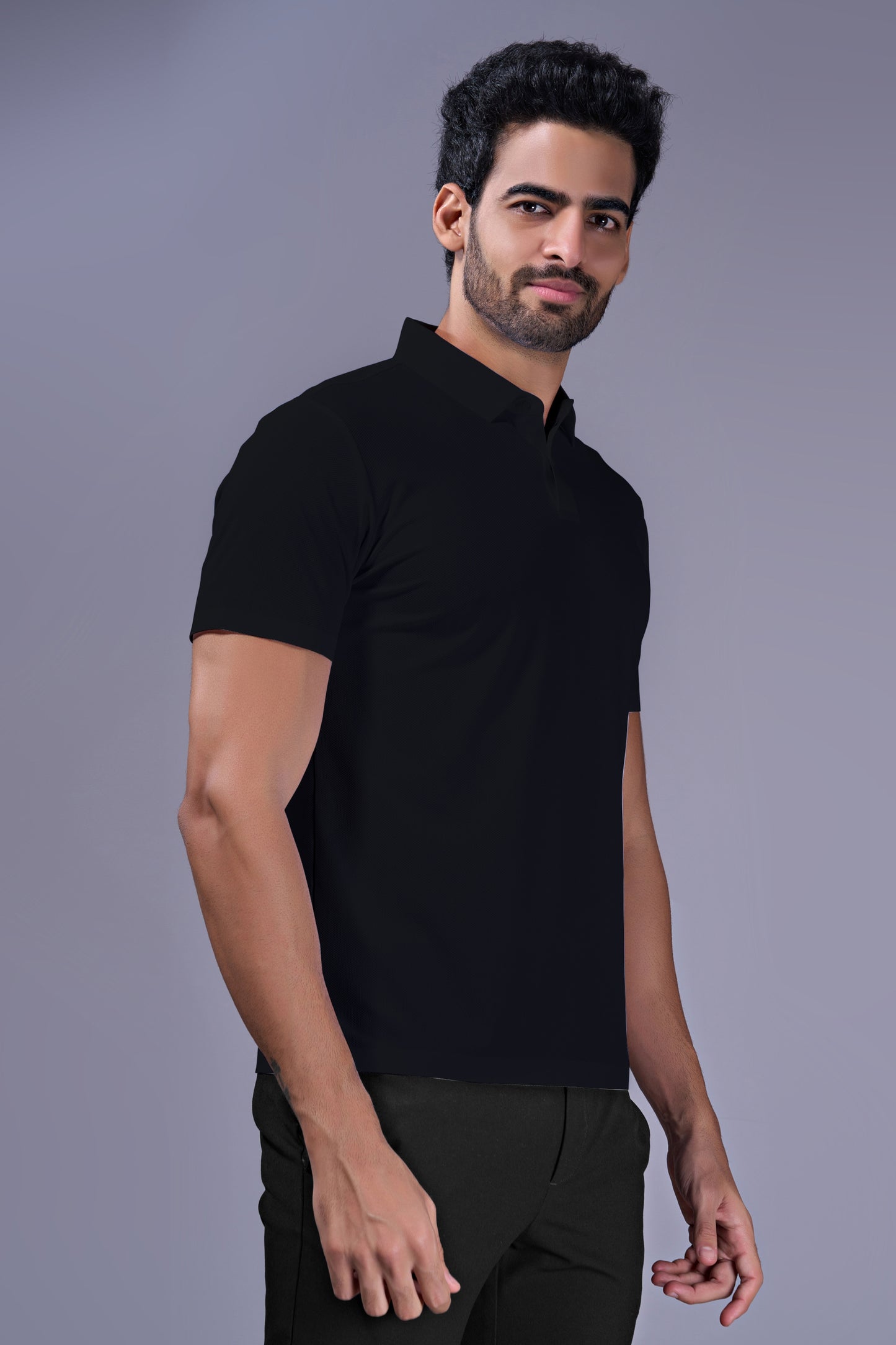 Black - 2 Button Stitchless Polo