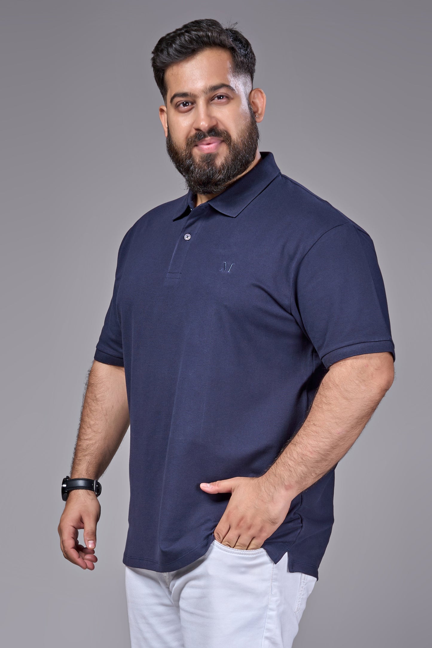 Teal Navy - Cotton Pique Polo Plus Size