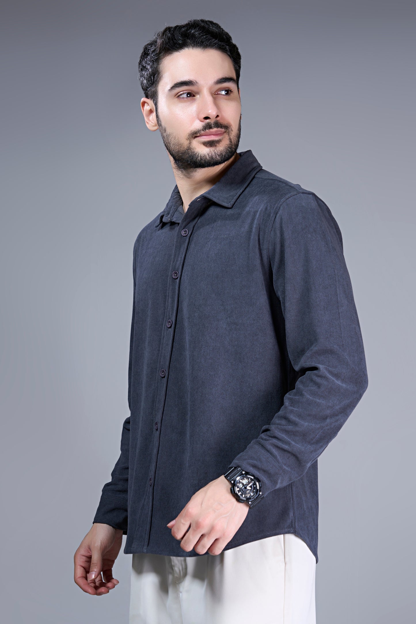 Teal Navy - Corduroy Shirt