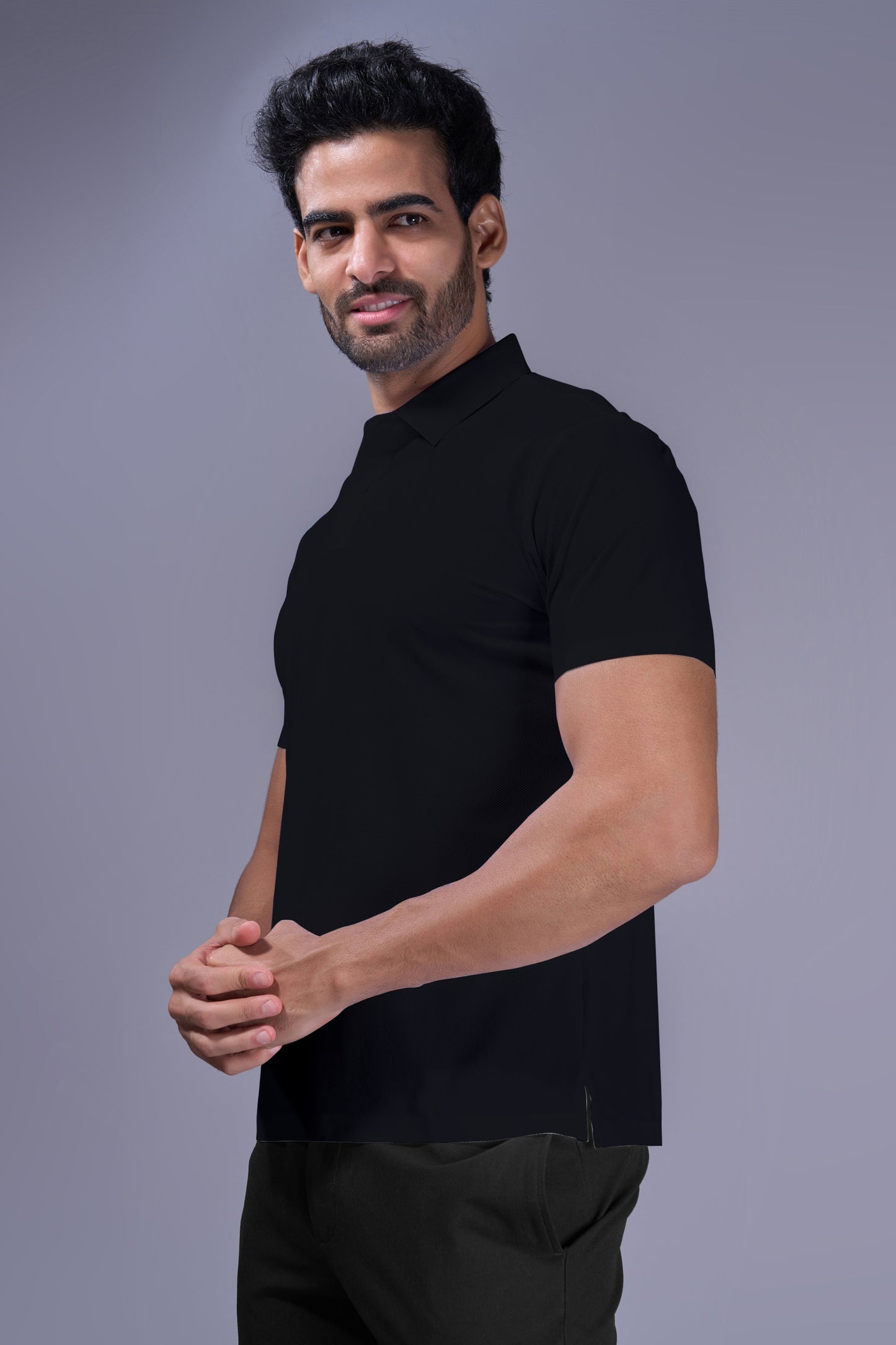 Black - 2 Button Stitchless Polo