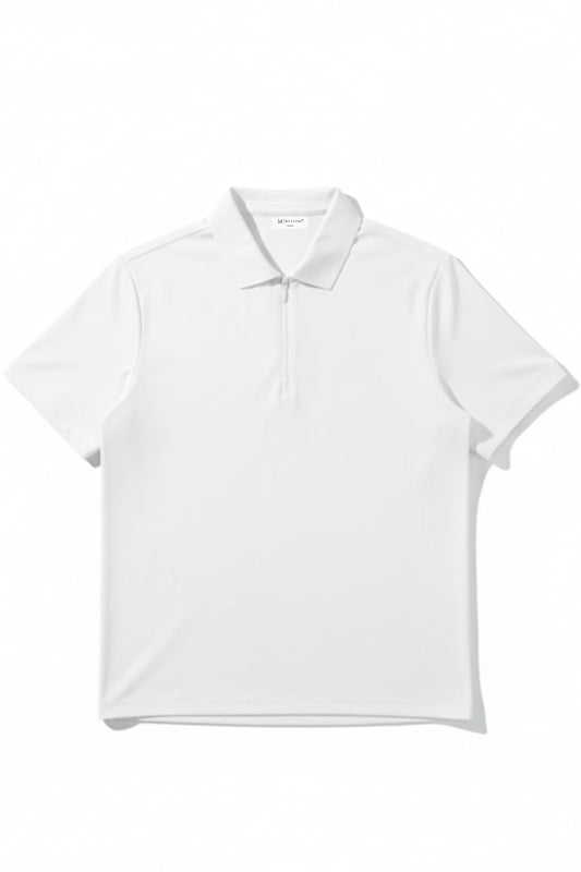 White - Stitchless Zip Polo T-shirt