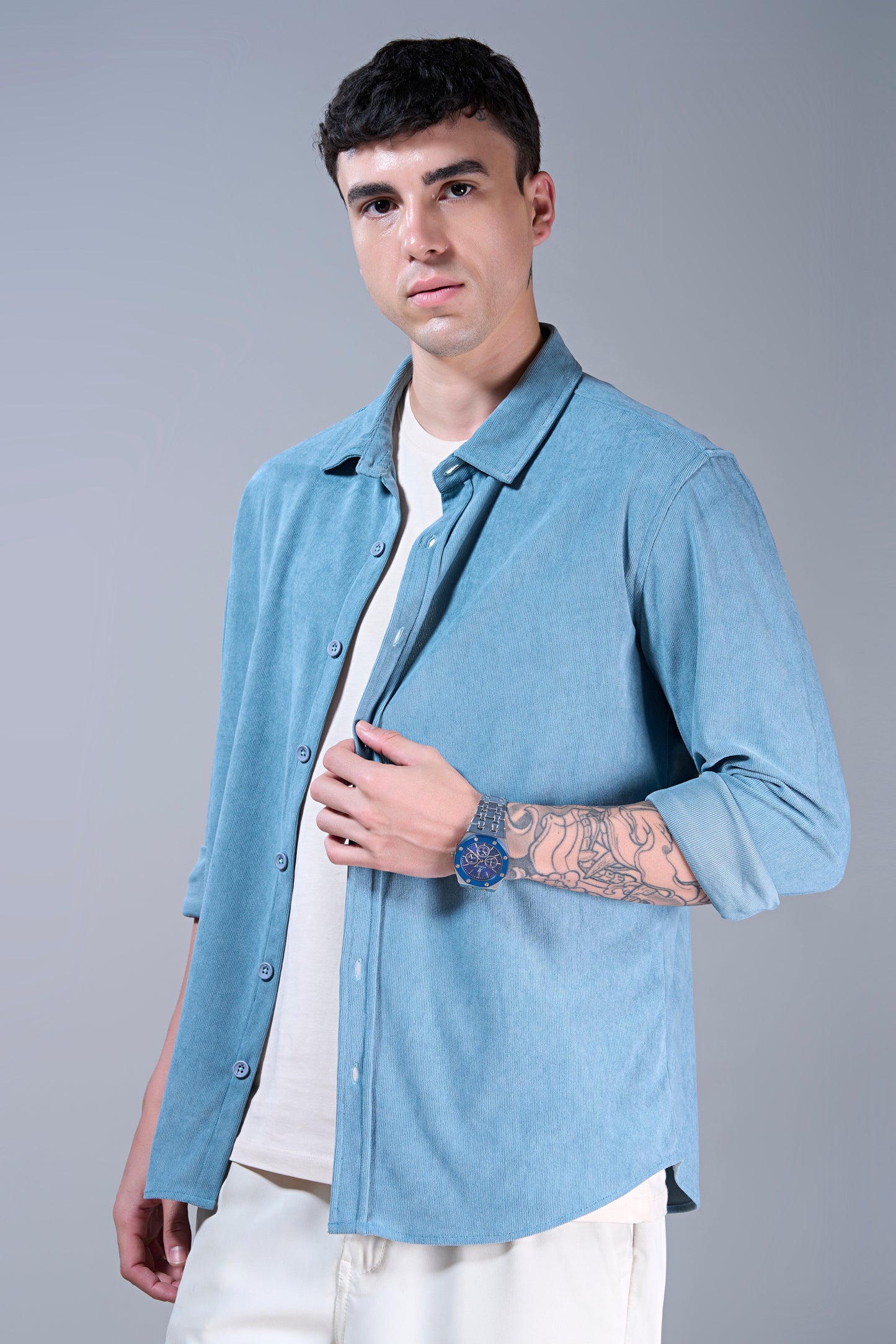 Powder Blue - Corduroy Shirt