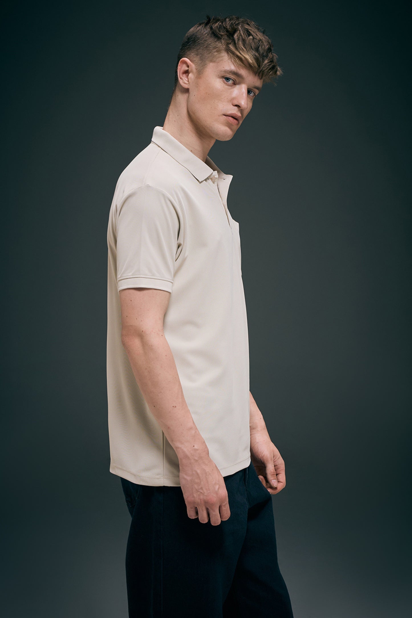 Soft Beige Smart Tech Pocket + Polo T-shirts Maxzone Clothing