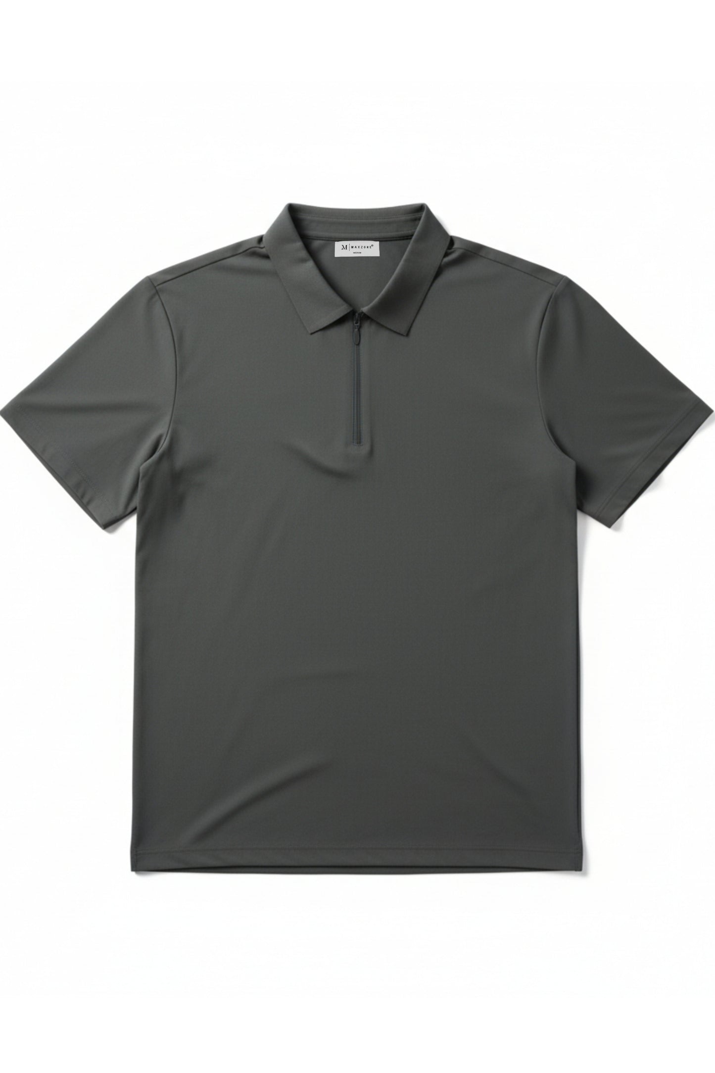 Dark Grey - Stitchless Zip Polo T-shirt