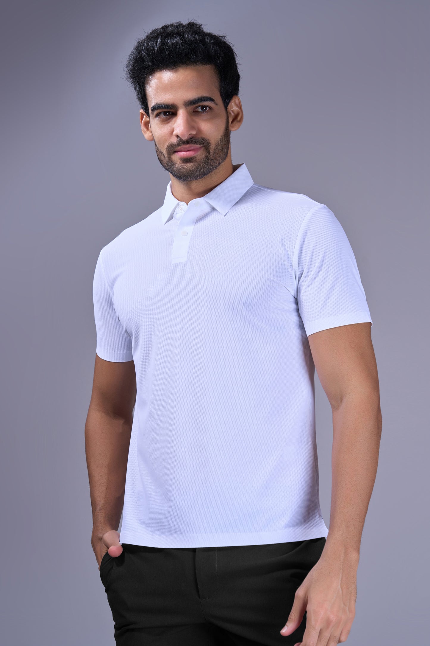 White - 2 Button Stitchless Polo
