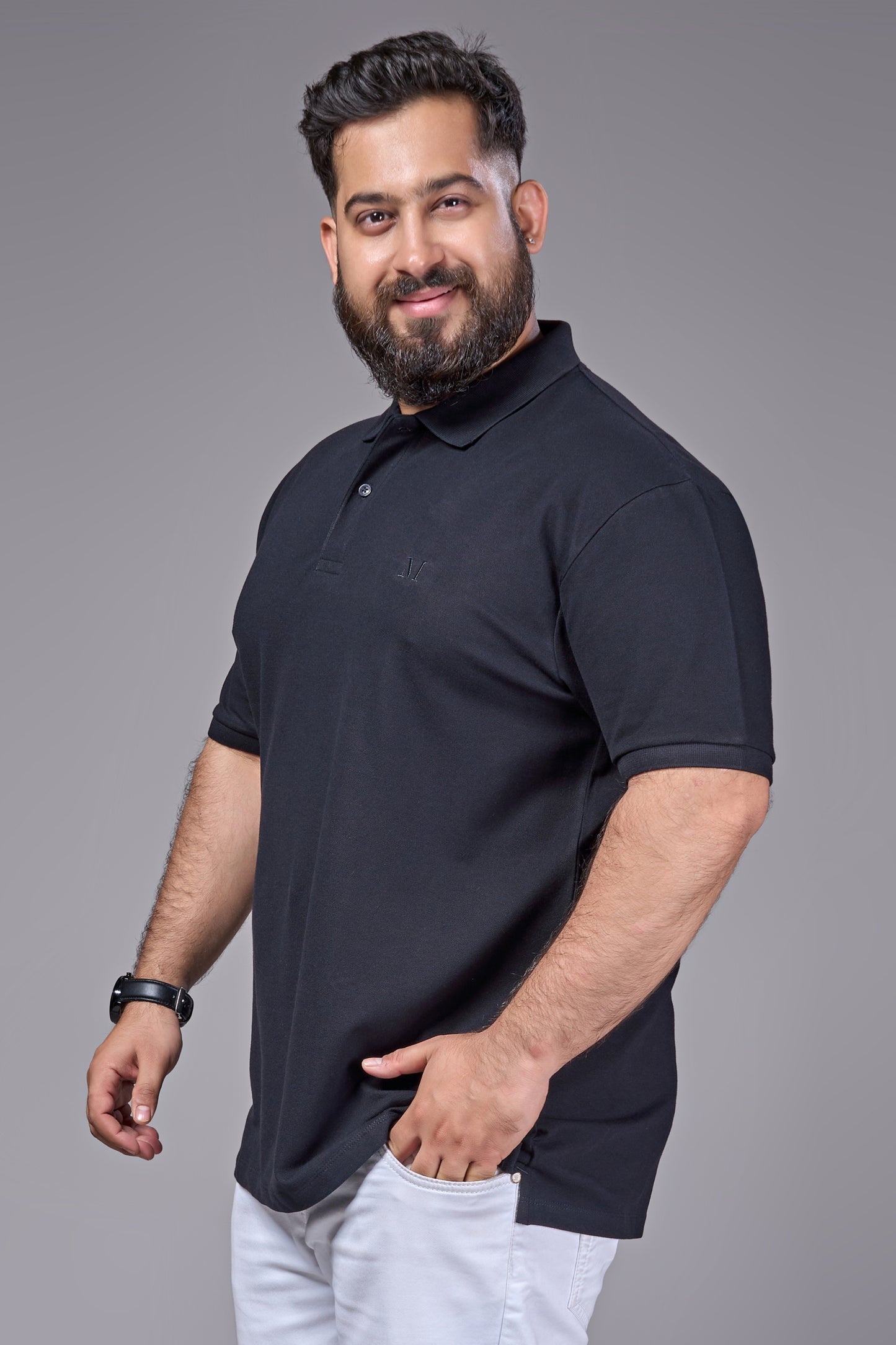 Black - Cotton Pique Polo Plus Size