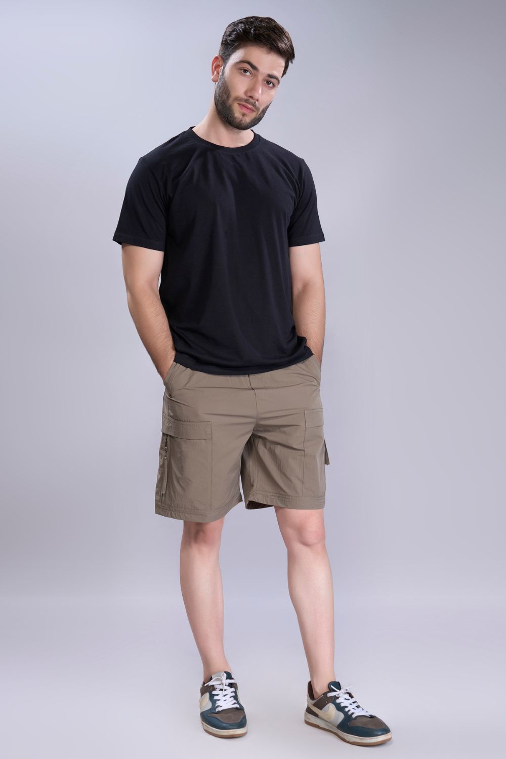 Olive - Cargo Zip Pocket Shorts
