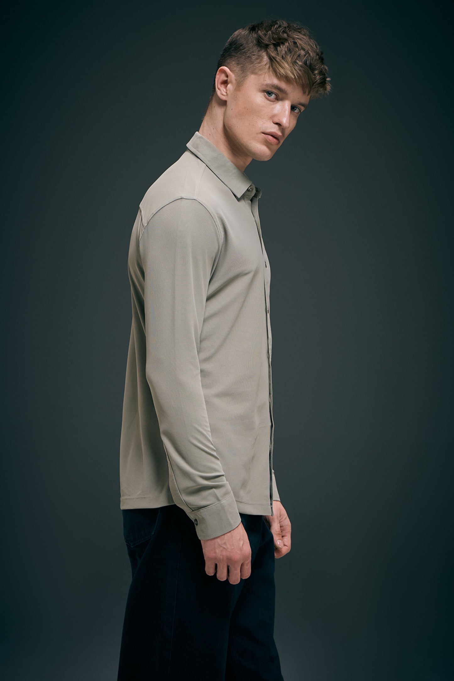 Olive Smart Tech Full Sleeve Shirt Full Sleeve Shirt Maxzone Clothing