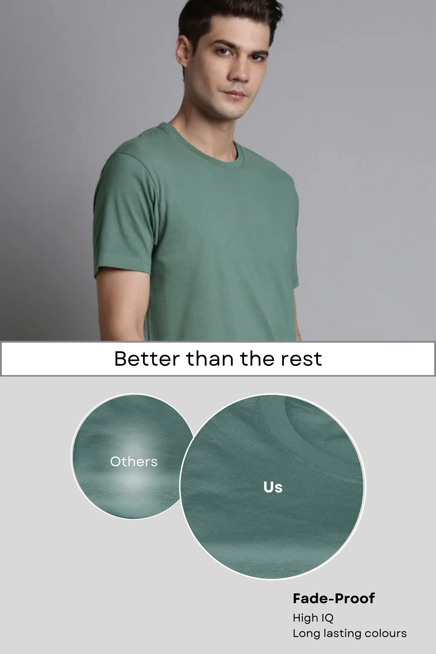 Light Green Cotton IQ Basics T-SHIRT Maxzone Clothing